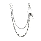 XFSRG Schlüsselkette Doppelstrang Körperketten Mit Kreuzanhänger Stilvolle Hosenkette Für Männer Und Frauen Punk Rock Mode Accessoire (Kreuz-Doppelschicht)