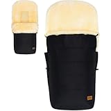 Fillikid Winterfußsack Lammfellfußsack für Kinderwagen Buggy Jogger Kinder Fußsack (Schwarz)