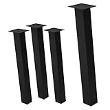 ML-Design 4er Set Tischbeine schräg 72 cm, Schwarz glänzend, aus pulverbeschichtetem Stahl, eckig, Profil 8x8 cm, I-Form, Möbelfüße Metall 96° Neigung, Tischfüße Möbelbeine für Esstisch & Schreibtisch