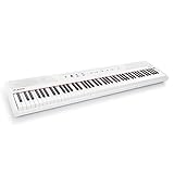 Alesis Recital White - 88-Tasten Einsteiger Digital Piano / E Keyboard mit halbgewichteten Tasten,eingebauten 20 Watt Lautsprechern und fünf Premium-Stimmen, 3-Monatsabo Skoove, Weiß