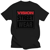 Cotton Men Women Vision Street Wear T-Shirt Vision Street Wear T-Shirt Blanks Vintage Summer Top Fitted T Shirts for Men Black XXL