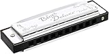 Fender Blues Deluxe Mundharmonika, Tonart D-Dur, 10 Löcher, Blues Harp aus Nickel-Chrom, inklusive Etui, für Anfänger und Profis, Blues Mundharmonika, Chrom Mundharmonika, Musikinstrument