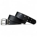 FRONHOFER Doppeldorn Arbeitsgürtel, echtes Leder, 2-Dorn-Schnalle, 18613, Größe:Körperumfang 100 cm/Gesamtlänge 115 cm, Farbe:Schwarz