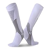 BeiLiHe Fechtsocken für Kinder Erwachsene, professionelle Sport-Fecht-Baumwollsocken, elastische, rutschfeste Kompressionsstrümpfe, Fechtausrüstung (Color : White, Size : L)