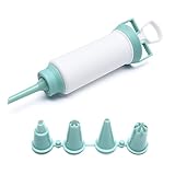 通用 Zuckerguss Spritze Spritzpistole zum Backen Garnier Krapfenspritze Spritztüllen Set Cremespritze Set Garnierspritze Garnierspritze Dessert Decorator Mit 5 Tüllen für Cupcakes Donut Kekse Gebäck