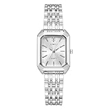 OFFCUP Damenuhr Rechteckige, Damen Analog Quarz Uhr mit Edelstahl Armband, Uhren Damen Klein Einfache Vintage Klassische Armbanduhr Lässig Quarzuhr Kleideruhr, 3 Zeiger - Weiß Silber