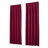 heimtexland ® Thermovorhang 2er Set Verdunkelungsvorhang Kräuselband Blickdicht Verdunklungsgardine Dekoschals Verdunkelnd Typ139 Bordeaux HxB 245x135 cm 2 Stück