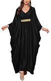Orshoy Damen Kleider Freizeit Lose Sommerkleid Lang Boho Maxikleid Strandponcho Bademode Badeanzug Sommer Casual Long Maxi Kleider Schwarz