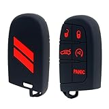 Unifizz Schlüsselhülle für Dodge Charger Challenger Dart Durango Journey Ersatz-Fernbedienung mit 5 Tasten, Rot / Schwarz