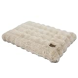 BingoPaw Hundebett Grosse Hunde waschbar: Hundekissen flauschig Plüsch Hundematte für große mittelgroße Hunde, Hundematratze wasserdicht abnehmbar rutschfest, Beige, L 90x60x10 cm