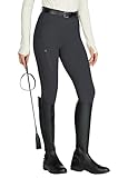WILLIT Reitleggings Damen Reithose Silikon Vollbesatz High Waist Stretch Reithose mit Reißverschlusstasche Gürtelschlaufen Dunkelgrau S