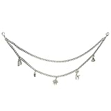 Charivari Hosenkette 30,5 cm – Silberfarbener Oktoberfest Schmuck 5 Anhängern (Edelweiß, Lederhose, Hirsch u.a.) – Trachtenschmuck Damen & Herren, eleganter Dirndl Schmuck / Dirndl Accessoires Damen