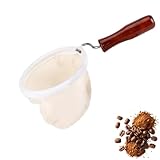 VIFERR Kaffeefiltersieb, Kaffeefiltertuch Wiederverwendbares Kaffee Filter Flanell Tuch Kaffeesieb Tuchfilter Waschbares mit Holzgriff (L)