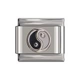 Taichi Yin Yang Charm-Anhänger in Silberfarben, 9 mm, italienischer Stil, passend für alle klassischen 9 mm italienischen Charm-Armbänder