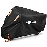 toptrek Motorrad Abdeckplane Outdoor XXL Motorradabdeckung Wasserdicht Motorradgarage Winterfest Motorradplane mit Schlossloch für Harley-Davidson, Honda, Suzuki, Kawasaki (245x105x125 cm)