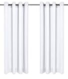 Rollmayer Vorhänge Schal mit Ösen Kollektion Vivid (Weiß 1, 135x150 cm - BxH) Blickdicht Uni einfarbig Gardinen Schal