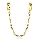 LOVANS 925 Sterling Silver 2 PCS Rubber Spacer Stopper Bead for European Bracelets (Golden Chain)