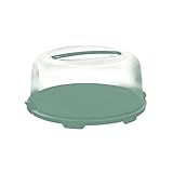 Rotho Fresh hoher Tortendeckel mit Haube und Tragegriff, Kunststoff (PP) BPA-frei, türkis/transparent, (35.5 x 34.5 x 16.5 cm)