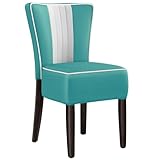 GGMMÖBEL 2-er Set American 1 | Dinerstuhl | Türkis | Leder | Gestell: Holz/Wenge | Gestreift | Sitzhöhe: 49 cm | Keder Weiß