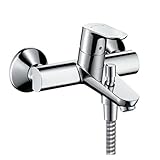 hansgrohe Focus - Badewannenarmatur Aufputz für 2 Verbraucher, Mischbatterie Badewanne mit Auslauf Länge 19,4 cm, Einhebelmischer Wanne, Chrom, 31940000