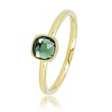 My Bendel - Schöner Goldring mit grünem Stein- Stylischer Ringe für Damen - Bleibt schön und Verfärbt Nicht - Stapeln Ringe - mit Luxuriösen Geschenkverpackung
