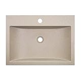 VBChome Waschbecken Granit 60 x 44 x 10 cm Beige Rechteckig Waschtisch Handwaschbecken Waschschale Gäste WC Modern Top Qualität