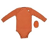 Grünes Glück Babybody aus 70% Wolle & 30% Seide (BIO) – inkl. gratis Bodyverlängerung zum Mitwachsen. Nachhaltig in Deutschland produziert – erhältlich in kurzarm und langarm. (Rost Langarm, 62/68)