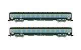 Arnold HN4449 SNCF, 2er-Packung DEV AO-Wagen (2 x B10), grün-grau mit Logo Nuille, Folge. IV Rollmaterial – Reisezugwagen
