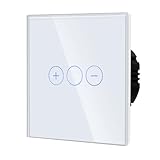 BSEED DimmSchalter für LED-Lampen, Touch Lichtschalter aus Glas, Non-wifi Schalter 300W 240V für eine perfekte Listimmungsvolle, 1 Fach 2 Wege Weiß