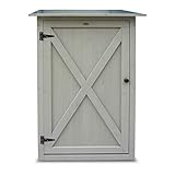 HABAU Gartenschrank mit Flachdach | Wetterfester Outdoorschrank mit Regalböden | Schrank für Draußen (Grau)