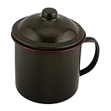 GOOHOCHY Emaille-becher Mit Deckel Grün Tragbar Für Camping Und Outdoor-aktivitäten Geeignet Für Wasser Tee Und Kaffee