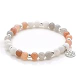 LEBENSBLUME Armband Frauen aus echtem MONDSTEIN, 925er Silber rhodiniert