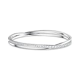 Swarovski Twist Armreif, Weiss, Rhodiniert