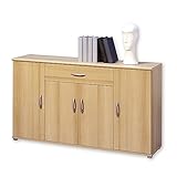 Stella Trading LILLY Kommode in Buche Optik - Modernes Sideboard mit viel Stauraum für Ihren Wohnbereich - 118 x 70 x 30 cm (B/H/T)