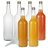 mikken 6 Glasflaschen 1000 ml Likörflasche zum befüllen + 1 Trichter
