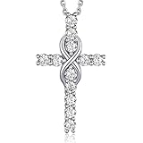 MomentWish Kreuz Unendlichkeitszeichen Kette, 1,2 Karat Moissanite Halskette Kreuz Infinity Anhänger Silber 925 Geschenke für Männer Damen Frauen