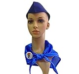 Krause & Sohn Unisex DDR Ostalgie Pionier Set rot blau Halstuch Mütze Button Fasching Karneval (blau)