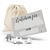 Gutschein Puzzle 24-teilig, personalisierte Geschenke Idee, Gutschein zum selber ausfüllen, Gutscheinkarte zum Selbstausfüllen, mit Baumwoll-Säckchen