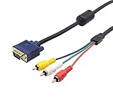 QiCheng&LYS Cinch vga,Vga Splitter VGA/HD15/RGB auf 3 RGB Component für TV/HDTV-Kabel, 1,5 m