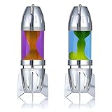 Mathmos Fireflow R1 Lavalampen Paar mit Teelicht - Chrome (Violett/Orange & Blau/Gelb)