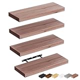 Bellsal Schweberegale für die Wand, Mahagoni-Holz, Wandregal, 4 Stück, 40,6 cm, Wandmontage, schwebendes Regal für Küche, Wohnzimmer, Schlafzimmer, Badezimmer, Bücherregal für Heimdekoration