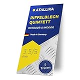 ATALLIKA Riffelblech Alu QUINTETT [950x300 mm, 2/3,5 mm] - Alublech mit 5-Tränen-Struktur [rutschhemmend & wetterfest] für Outdoor & Indoor - präziser Blech-Zuschnitt aus Deutschland