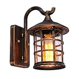 SUZNIU Wandleuchte Aussen, Vintage Aussenlampe Wand Glas Aluminium Außenlampe Wasserdichte, Garten Außenwandleuchten E27 Wandlampe Aussen Ohne Leuchtmittel, für Garage, Balkon, Beleuchtung Terrasse