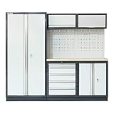 STIER Werkstatteinrichtung Basic, 3-teilig, modular, mit Lochwand und Multiplex-Arbeitsplatte, BxTxH 2275x460x2000mm
