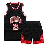 Basketball Trikot Shirt und Shorts, Erwachsene Basketball Jersey, Basketball ärmellose Anzug, Basketball Sportbekleidung, T-Shirt Weste + Shorts, Jugendlich Sweatshirt(XL,Schwarz)