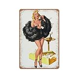 Sexy Girls Vintage Pinup Poster Nachdruck, Vintage-Stil, Wandschild, Wanddekoration, Geschenk für Mutter, Vater, Freunde, Blechschild, 14 x 20 cm