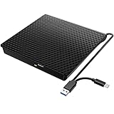KIROSA Externes CD/DVD Laufwerk, Brenner mit USB 3.0 & Type-C Portable, Plug & Play DVD+/-RW CD+/-RW, DVD Laufwerk Extern für Laptop, Desktop, Mac, MacBook, PC, Windows 11/10/8/7/ XP/Linux/Vista/OS