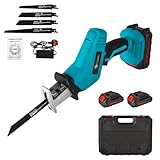 Säbelsäge 4 Sägeblätter, 21V Akku-Reciprosäge mit 2x1500 mAh Batterien, 0-3000SPM variable Geschwindigkeit, LED Licht, Elektrische Säbelsäge für Metall/Holz/PVC-Rohr/Baumschnitt