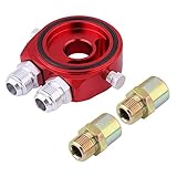 Ölfilter Sandwich Adapter M20 x 1,5 Aluminium Ölfilter Kühler Sandwichplatte Adapter 1/8 NPT Ölkühler-Kit(Red)