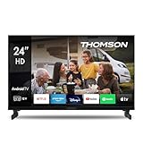 THOMSON 24 Zoll (60 cm) LED HD 12V Camping Smart Android TV, Google Assistant, Wi-Fi, Dolby Digital, Bluetooth, Triple-Tuner (Kabel/Satellit/Antenn), HDMI, CI Plus, A Plus Panel- 24HA2S13C